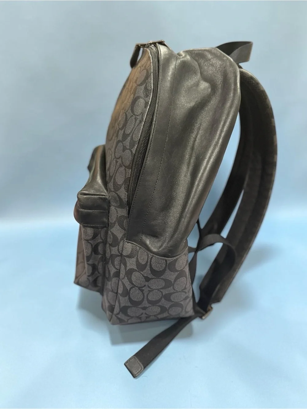 Alluring Coach Men's West, Black Signature Monogram Backpack
